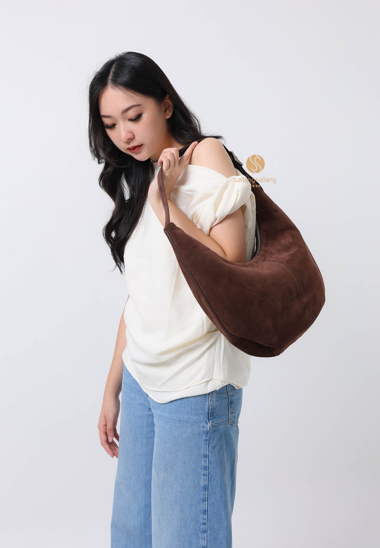 MOSSY HOBO BAG suede brown