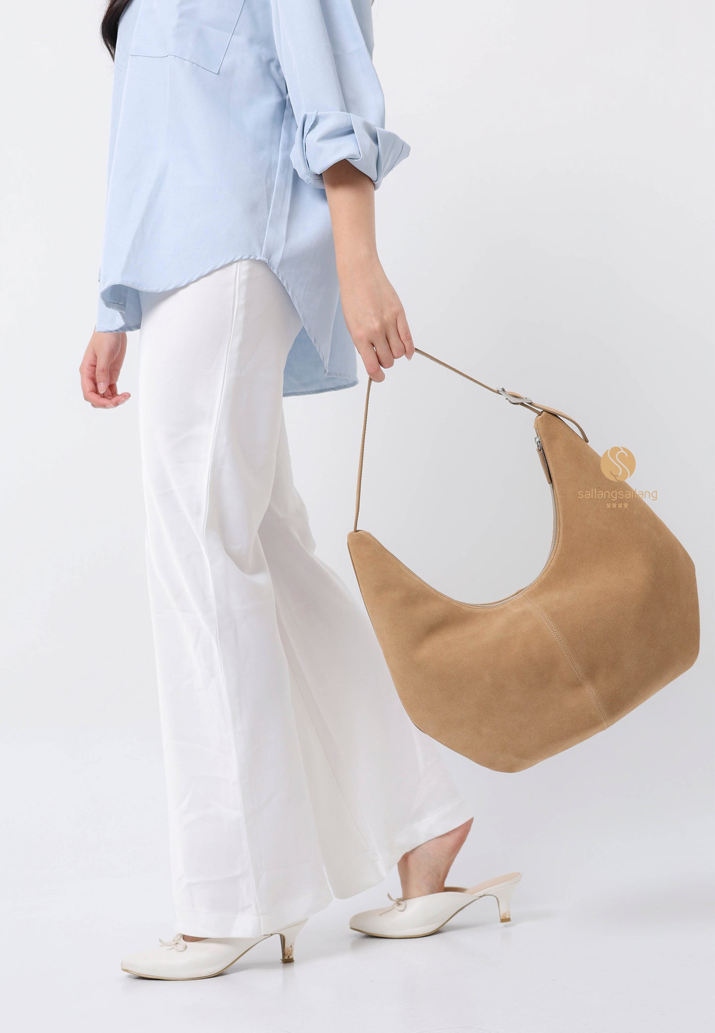 MOSSY HOBO BAG suede sand