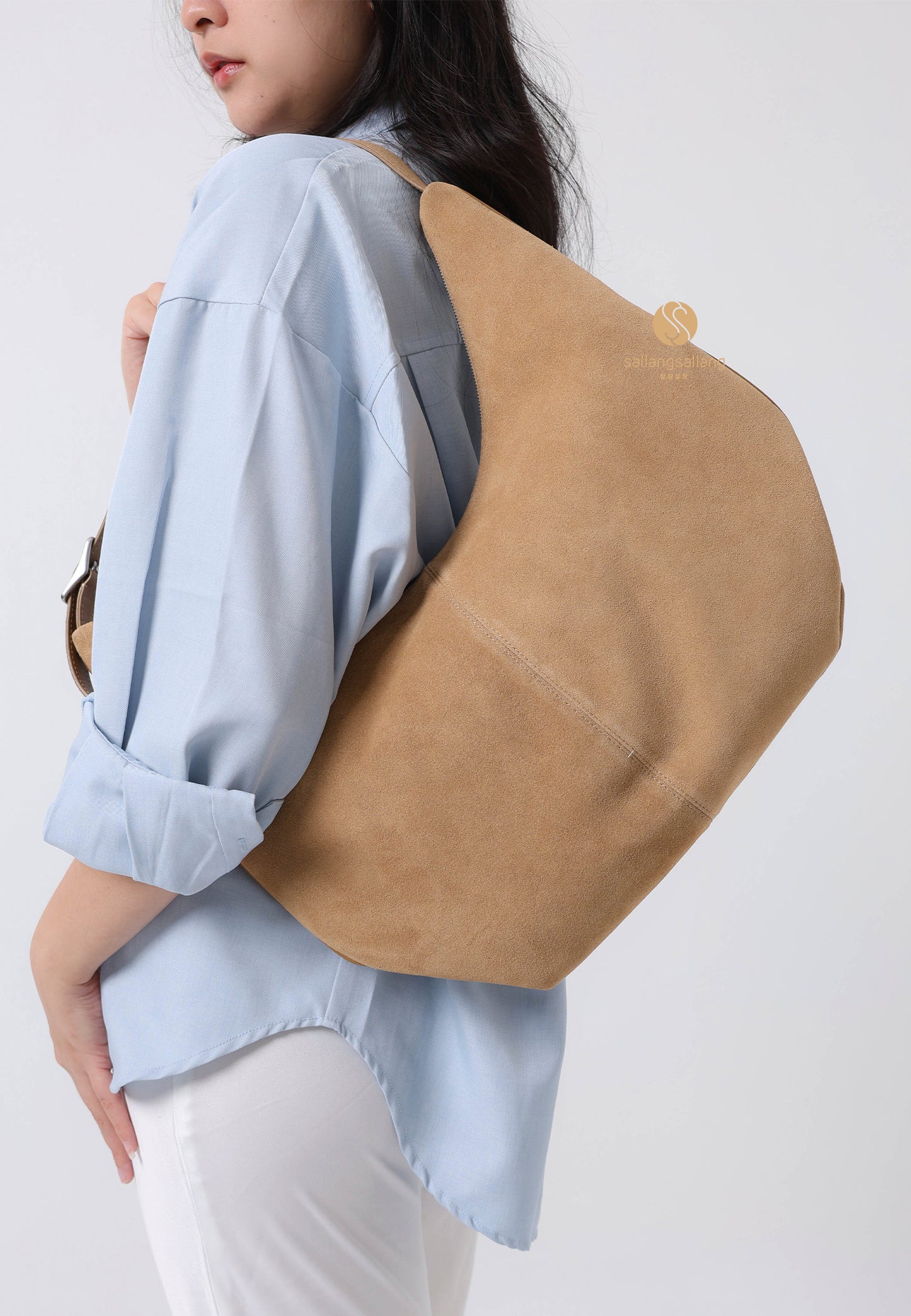 MOSSY HOBO BAG suede sand