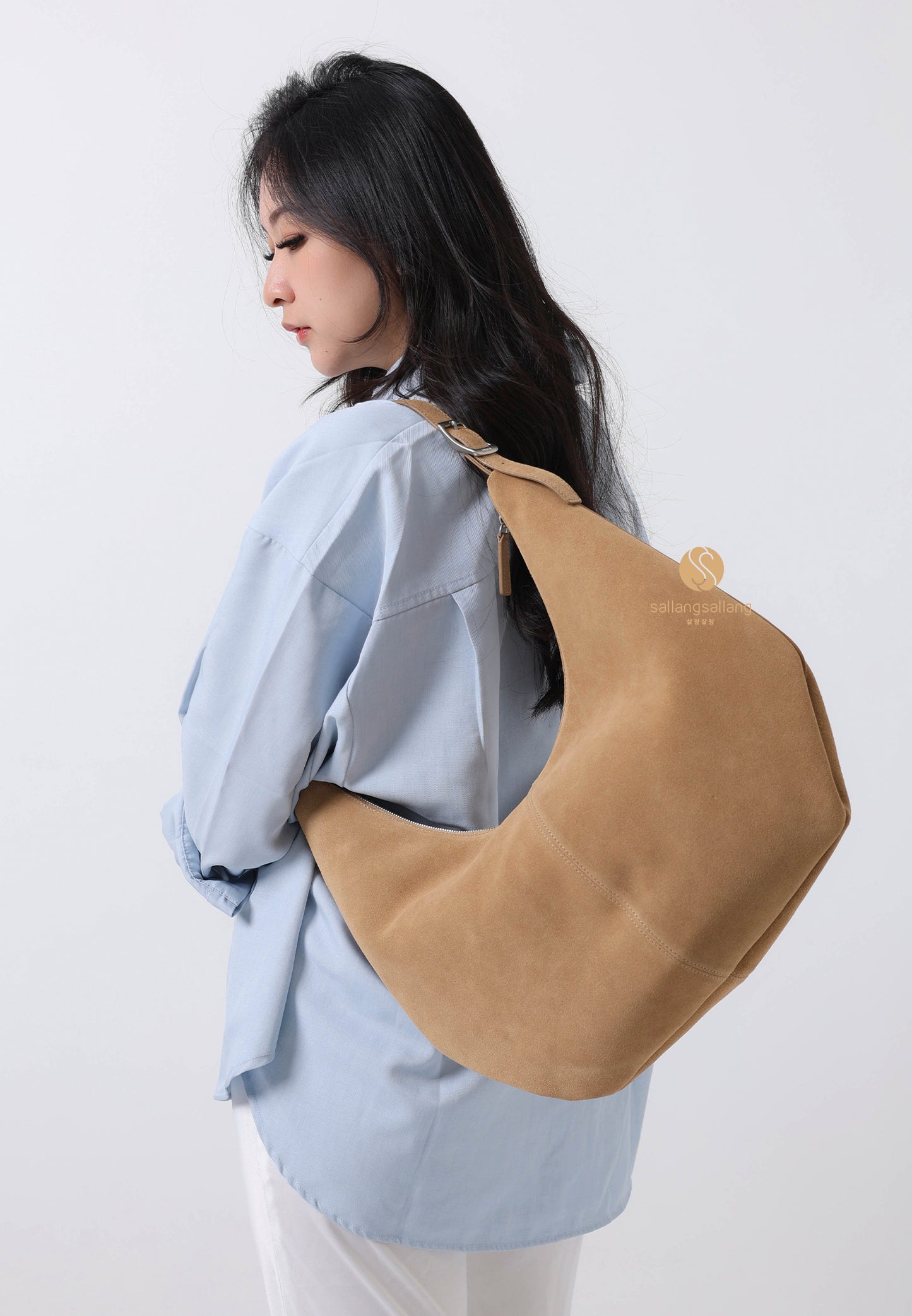 MOSSY HOBO BAG suede sand