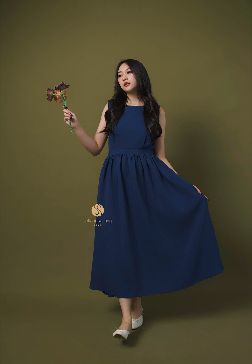 [MADE] Long Strap Dress Navy