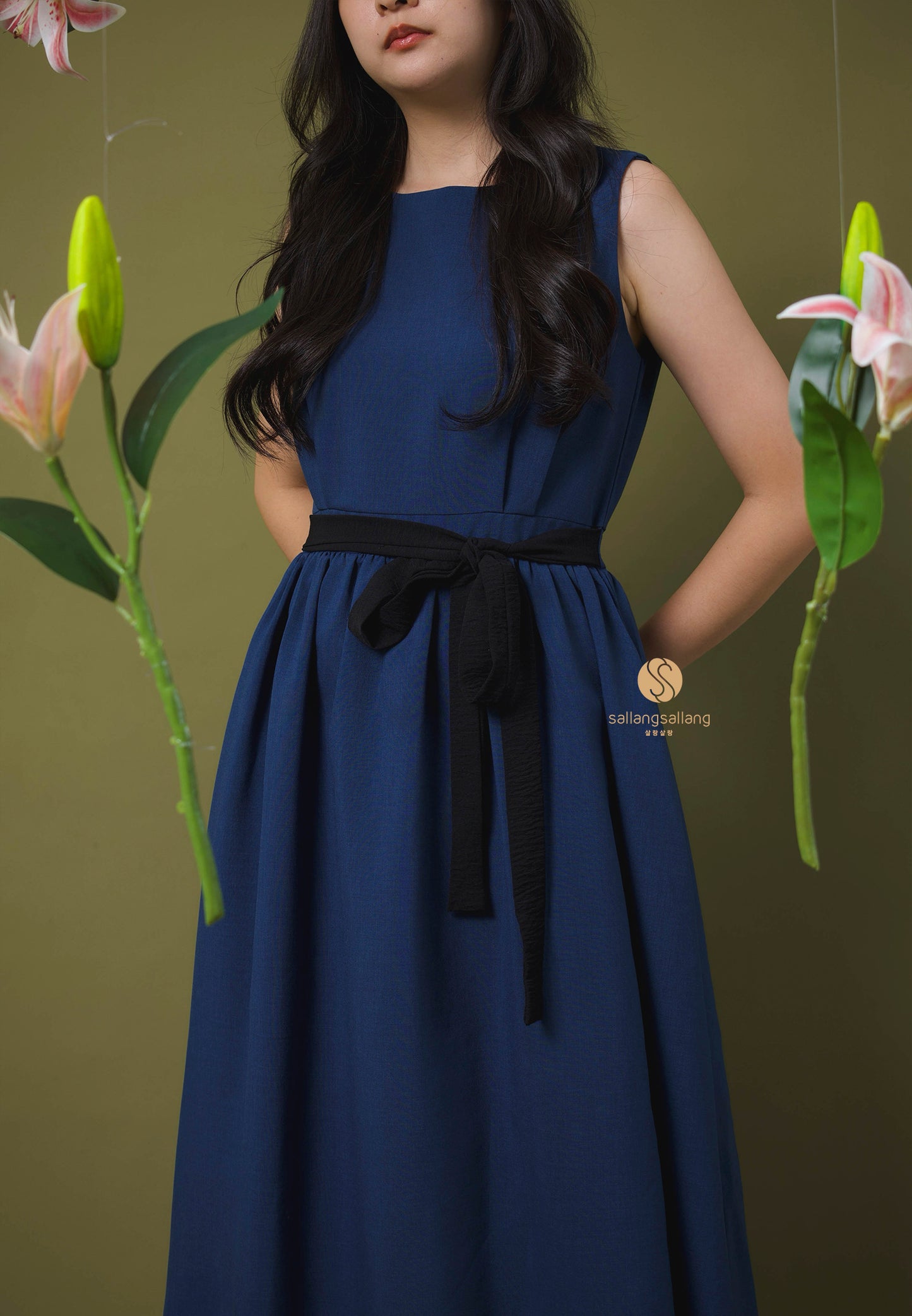 [MADE] Long Strap Dress Navy