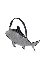 Nerys Artificial Crystal Shark Top Handle Bag - Black