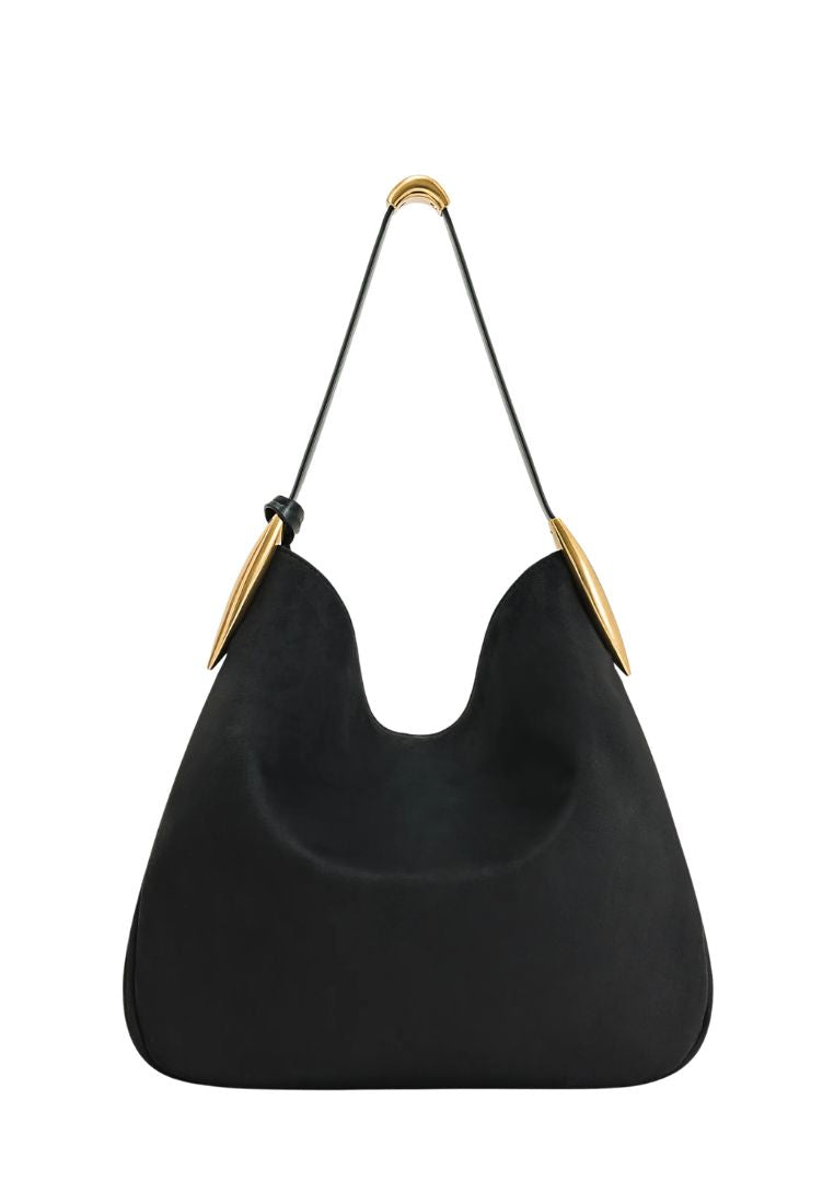 Nina Metal Charm Hobo Bag - Black