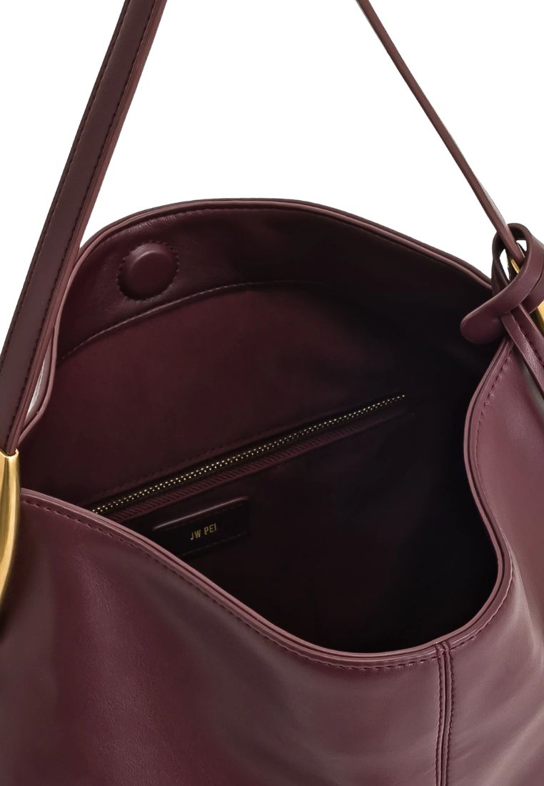 Nina Metal Charm Hobo Bag - Burgundy