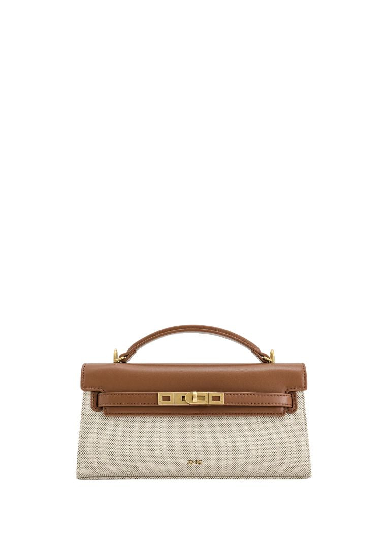 Noor Top Handle Bag - Brown Canvas