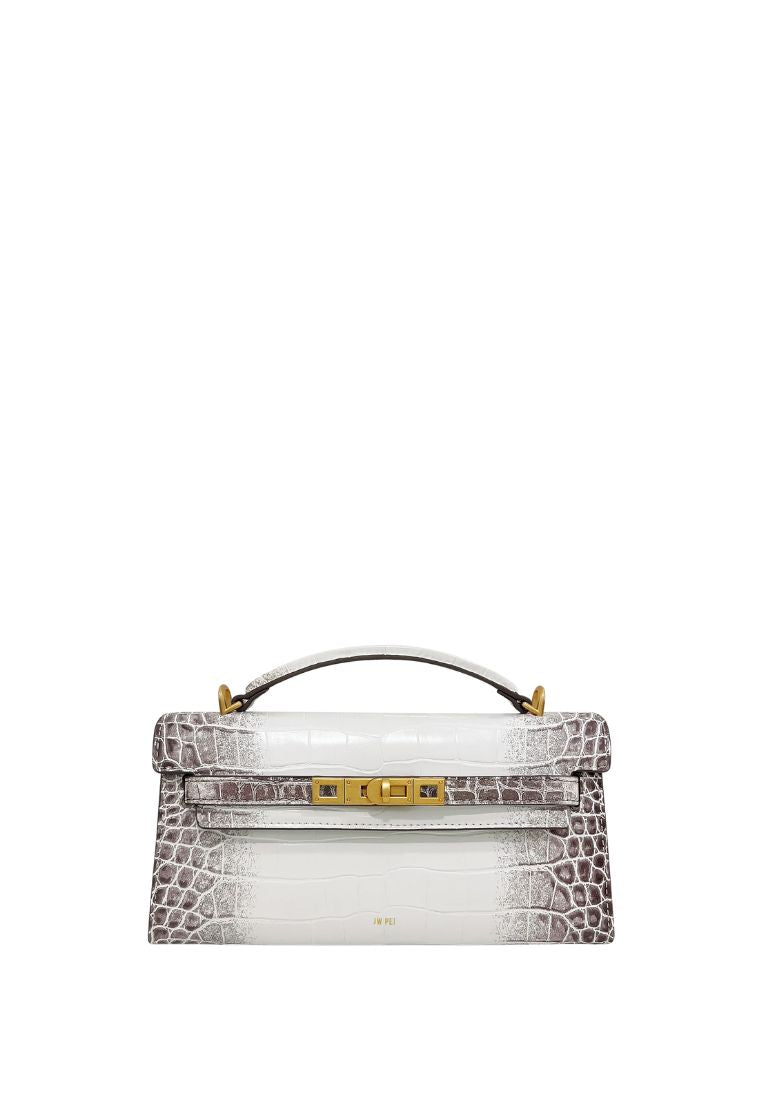 Noor Top Handle Bag - White Croc