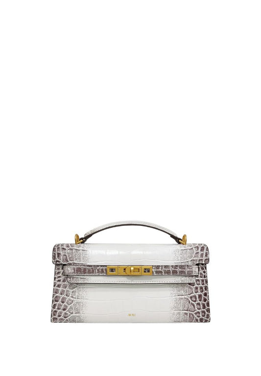 Noor Top Handle Bag - White Croc