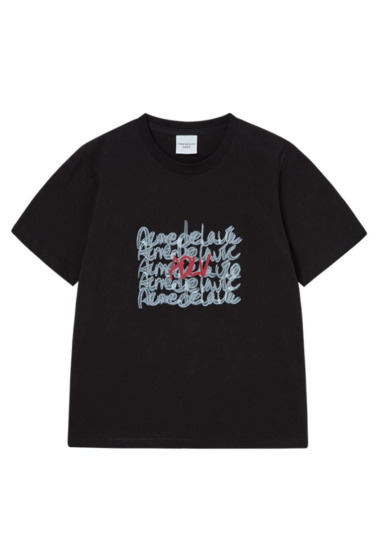 Oil Painting Graphic Woman Short Sleeve T-Shirt Black