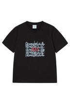 Oil Painting Graphic Woman Short Sleeve T-Shirt Black