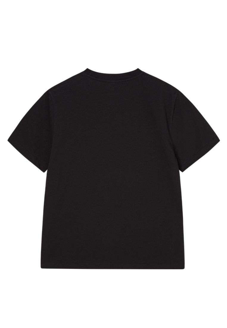Oil Painting Graphic Woman Short Sleeve T-Shirt Black