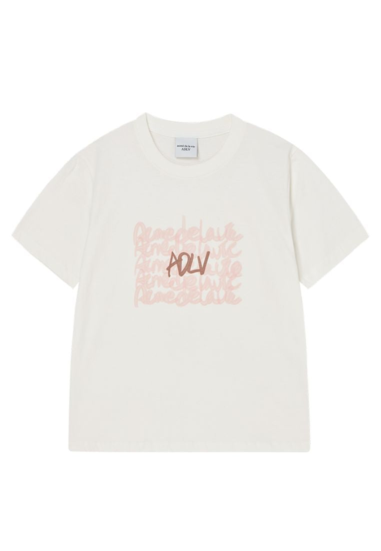 Oil Painting Graphic Woman Short Sleeve T-Shirt Cream