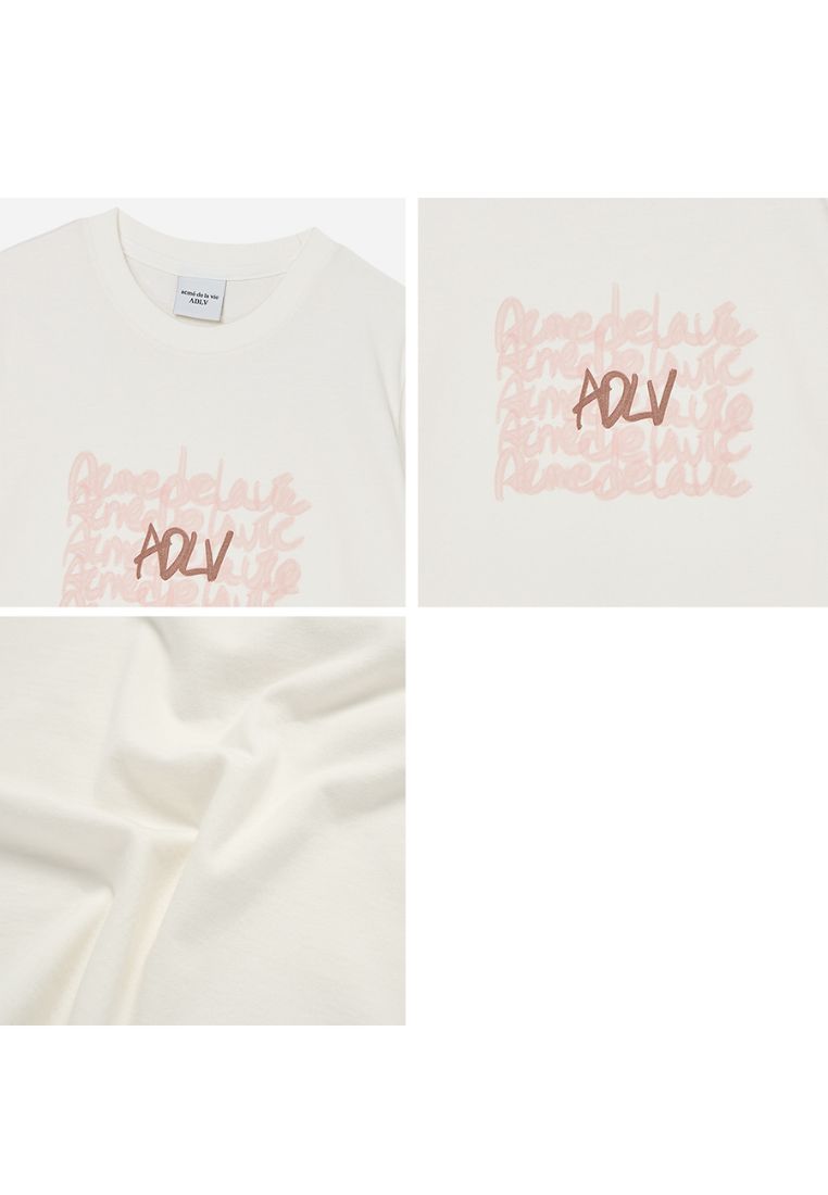 Oil Painting Graphic Woman Short Sleeve T-Shirt Cream