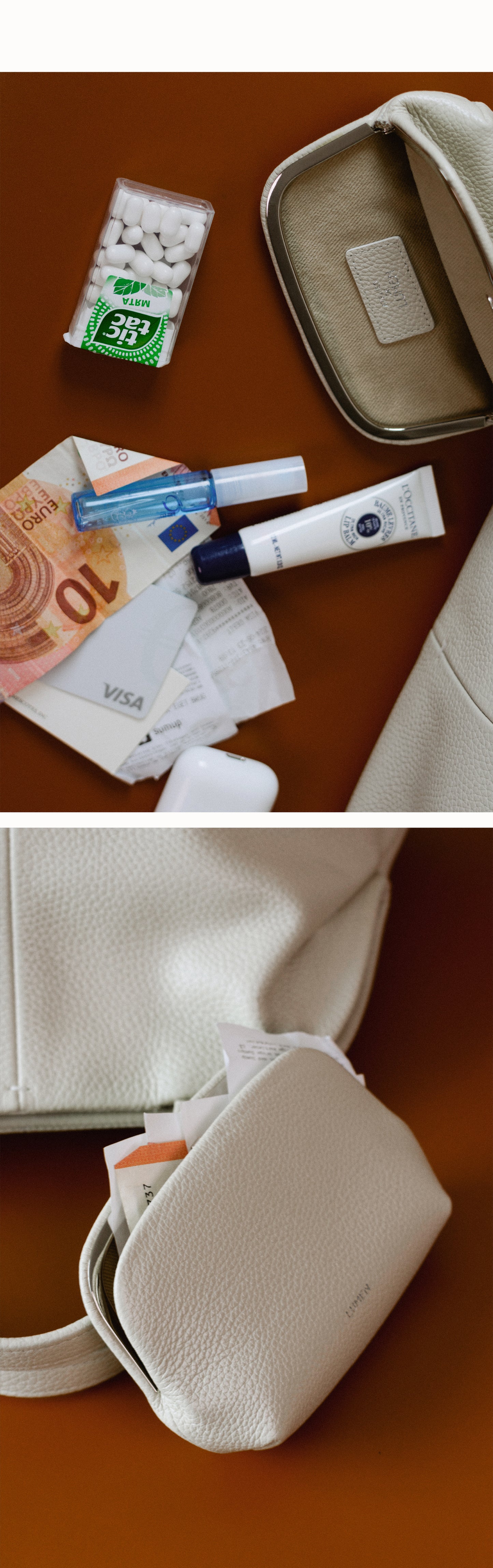 PAVE FRAME POUCH misty white