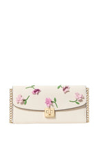 Phoebe Floral Applique Turnlock Wallet-on-Chain Meringue Multi