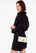Phoebe Floral Applique Turnlock Wallet-on-Chain Meringue Multi