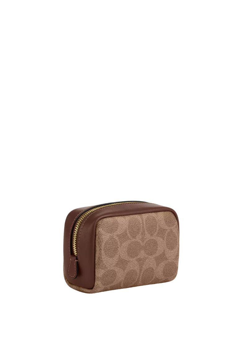 Pouch Wristlet In Signature Canvas Gold Tan Brown