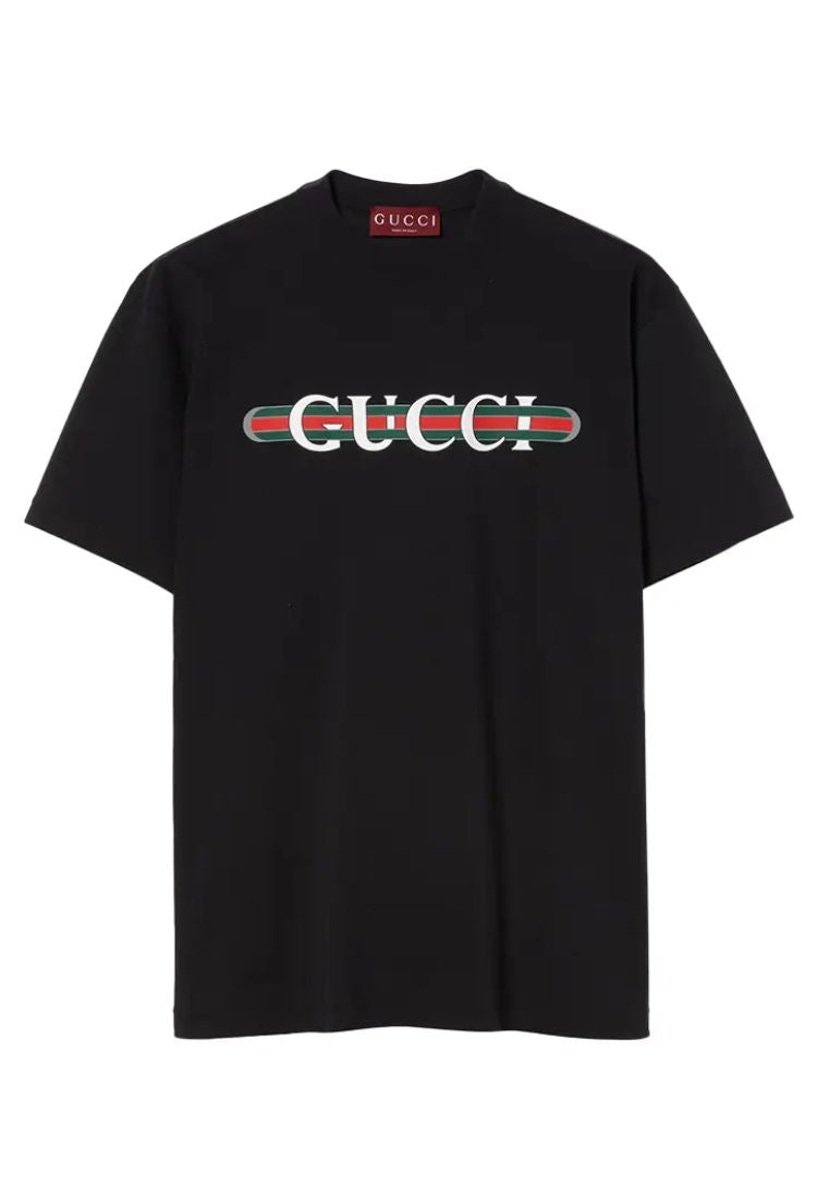 Printed Logo Cotton Jersey T-Shirt Black
