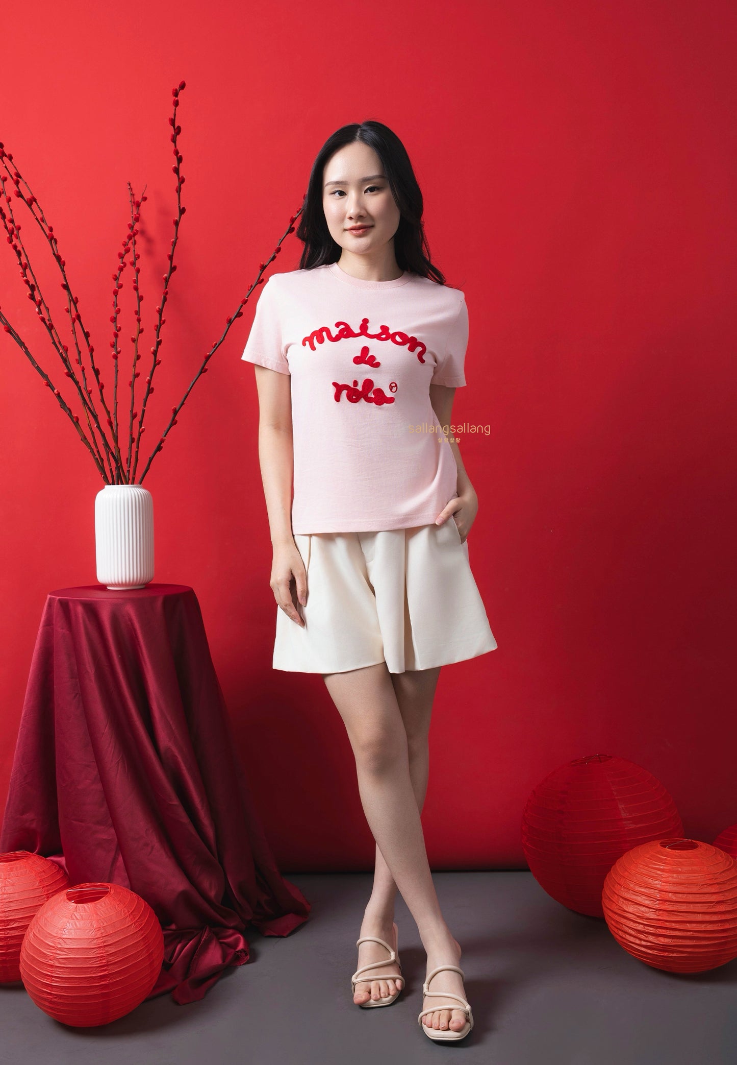 Maison De Rola Embroidery T-Shirt Pink