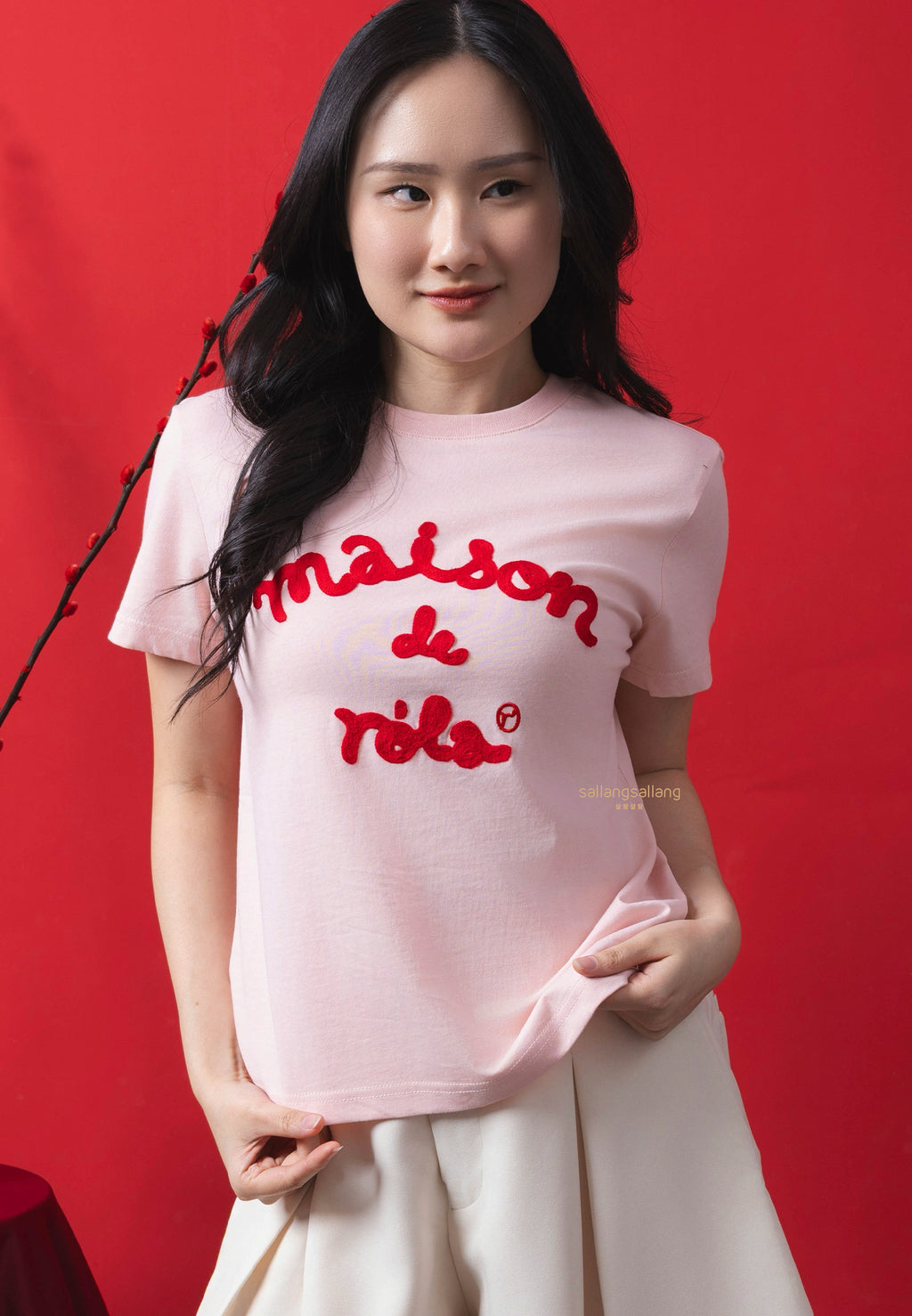 Maison De Rola Embroidery T-Shirt Pink