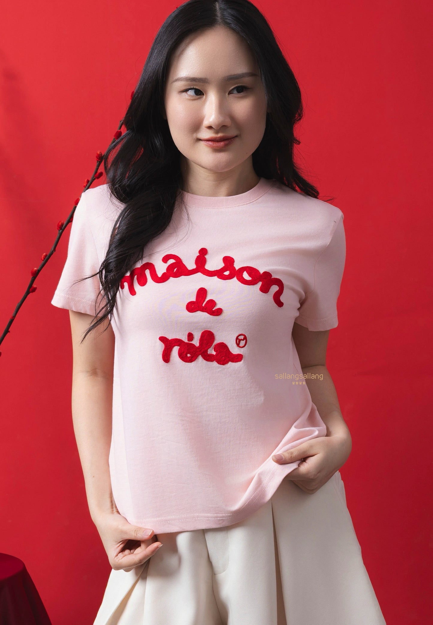 Maison De Rola Embroidery T-Shirt Pink