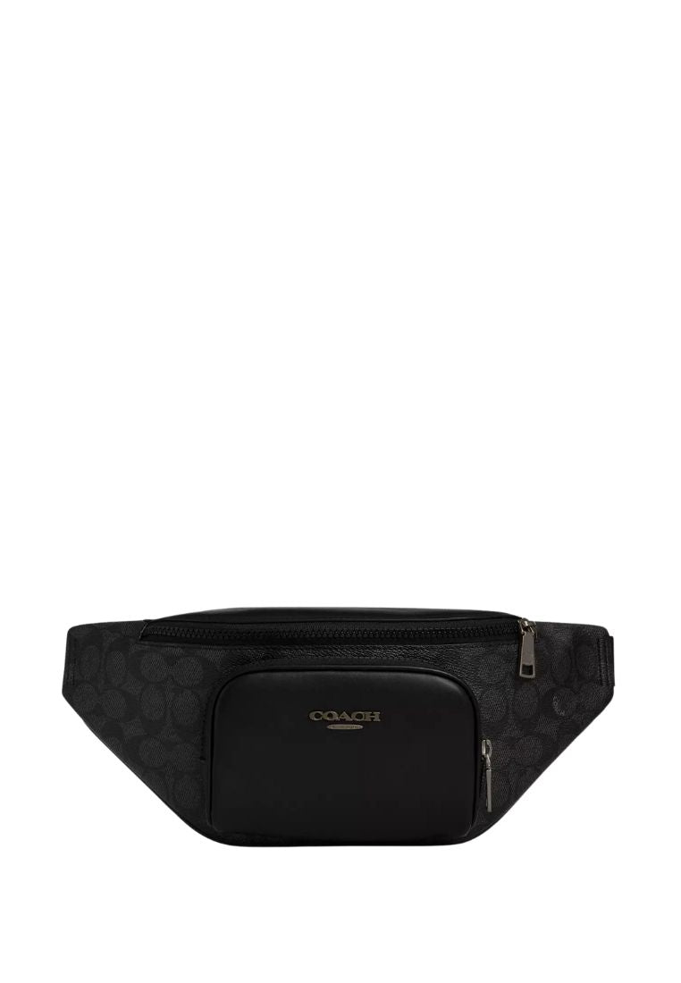 Racer Small Belt Bag in Signature Canvas Gunmetal Charcoal Black