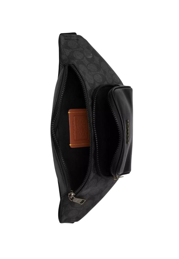 Racer Small Belt Bag in Signature Canvas Gunmetal Charcoal Black