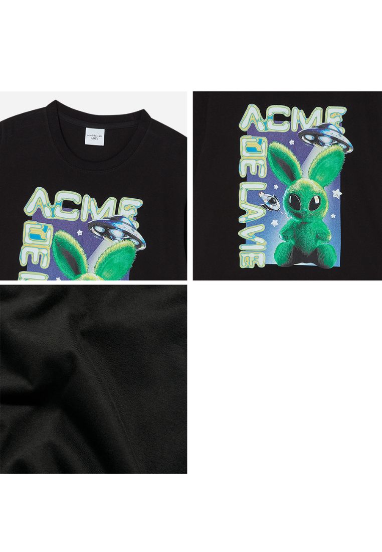 Real Alien Fuzzy Rabbit Short Sleeve T-Shirt Black