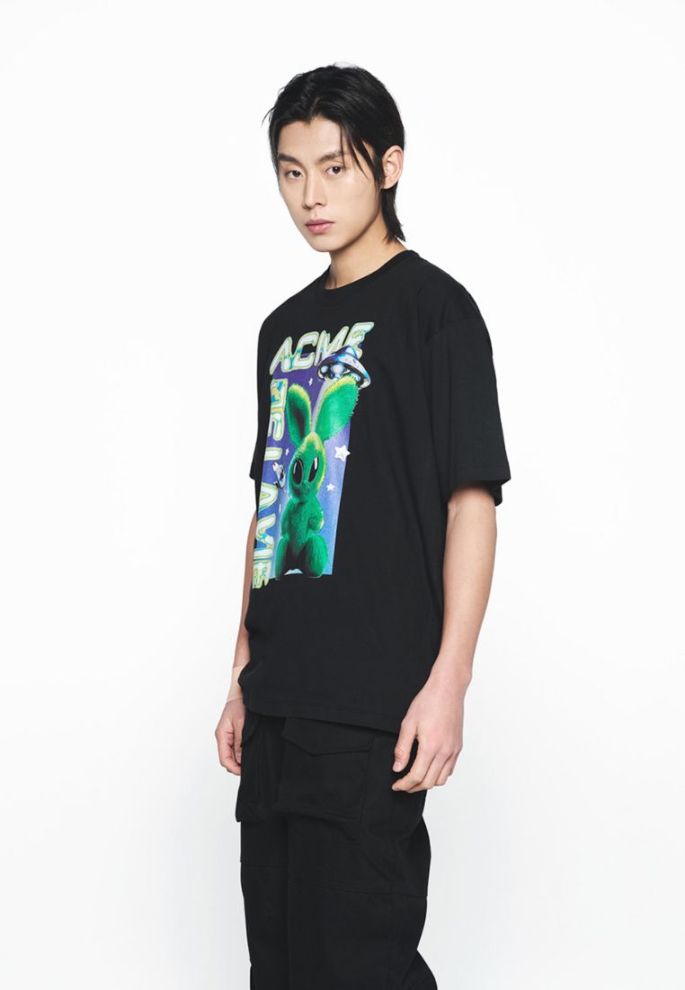 Real Alien Fuzzy Rabbit Short Sleeve T-Shirt Black