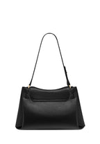 Rhea Pebbled Double Buckle Shoulder Bag – Black