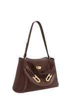 Rhea Pebbled Double Buckle Shoulder Bag – Dark Brown