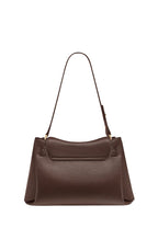 Rhea Pebbled Double Buckle Shoulder Bag – Dark Brown
