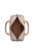 Rowan Satchel Bag In Blocked Signature Canvas Silver Sand Taupe Multi