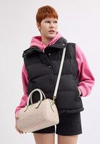 Rowan Satchel Bag In Signature Canvas Gold Sand Chalk