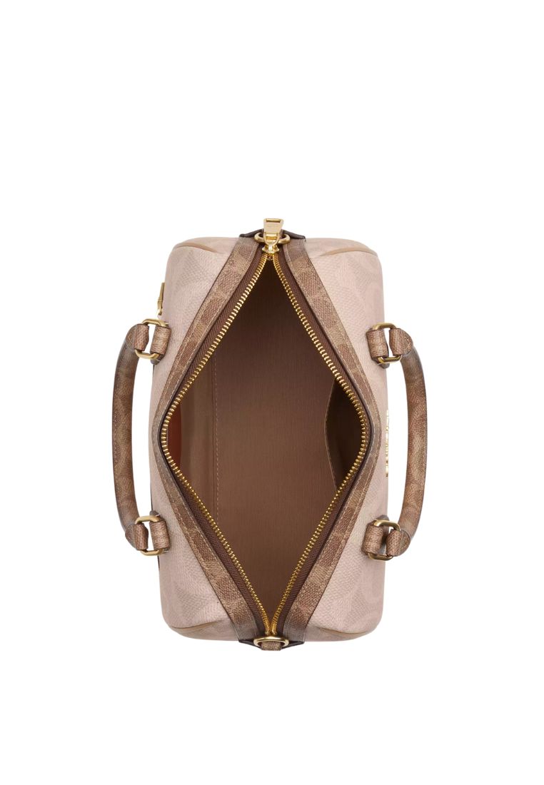 Rowan Satchel Bag In Signature Canvas Gold Sand Tan