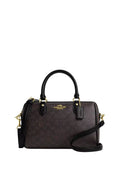 Rowan Satchel Bag In Signature Canvas Gold Walnut Black