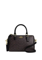 Rowan Satchel Bag In Signature Canvas Gold Walnut Black