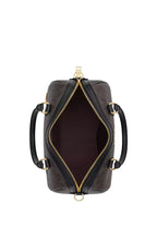 Rowan Satchel Bag In Signature Canvas Gold Walnut Black