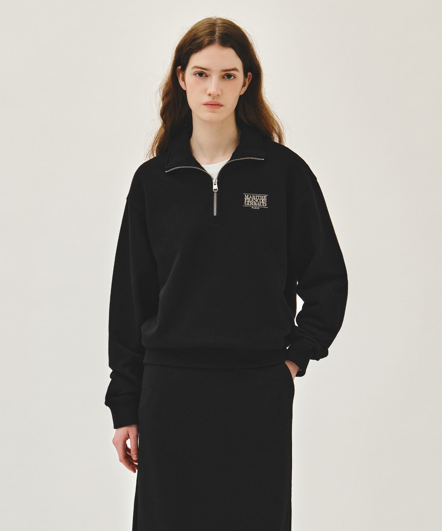 SMALL CLASSIC LOGO HALF ZIPUP SWEATSHIRT black