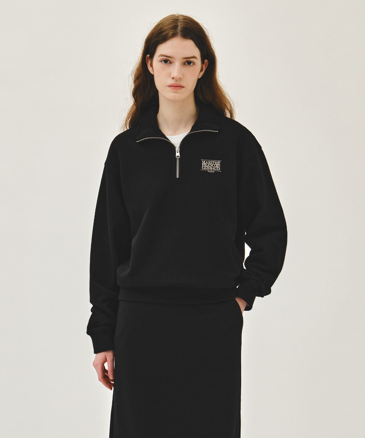SMALL CLASSIC LOGO HALF ZIPUP SWEATSHIRT black