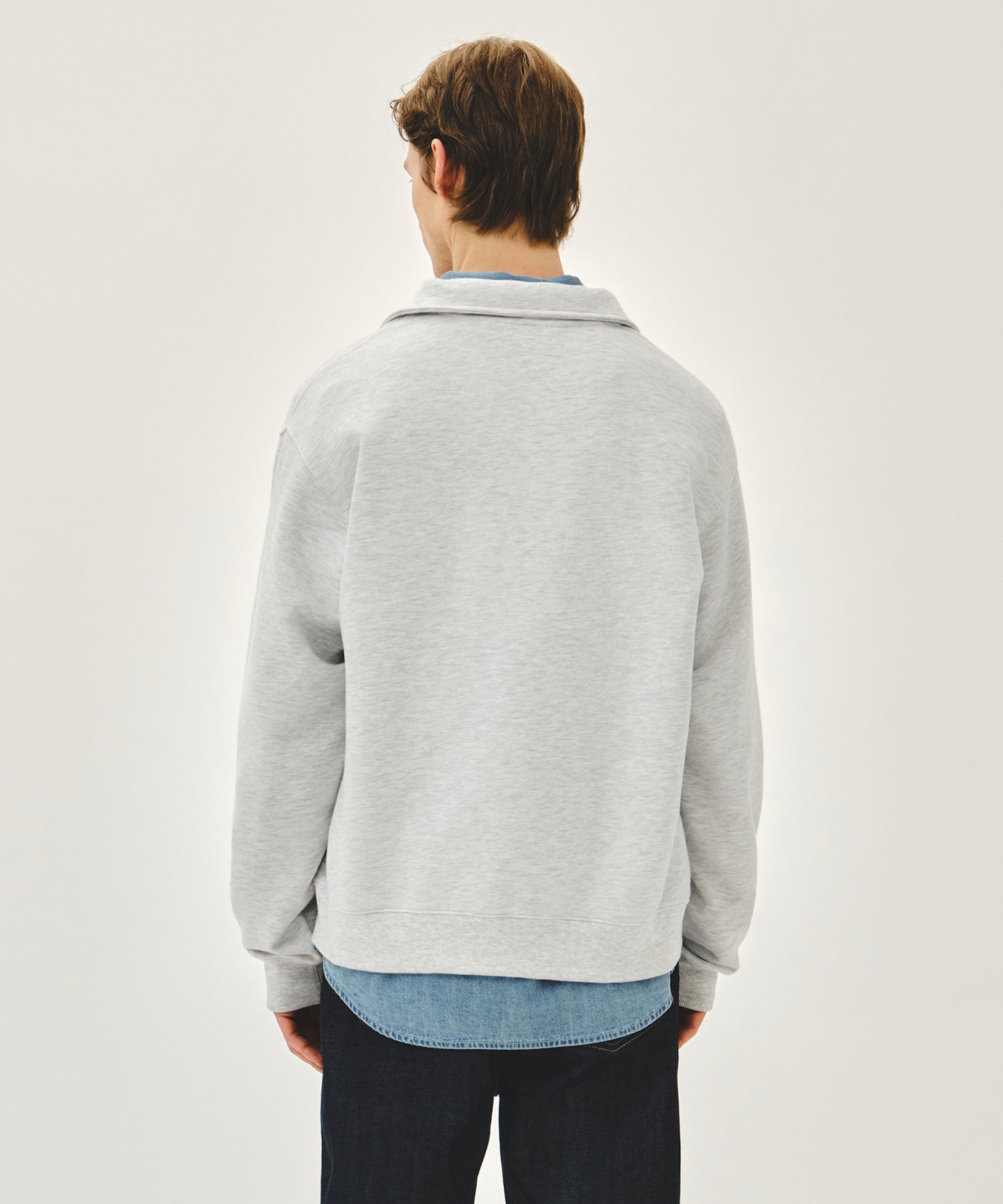 SMALL CLASSIC LOGO HALF ZIPUP SWEATSHIRT light heather gray