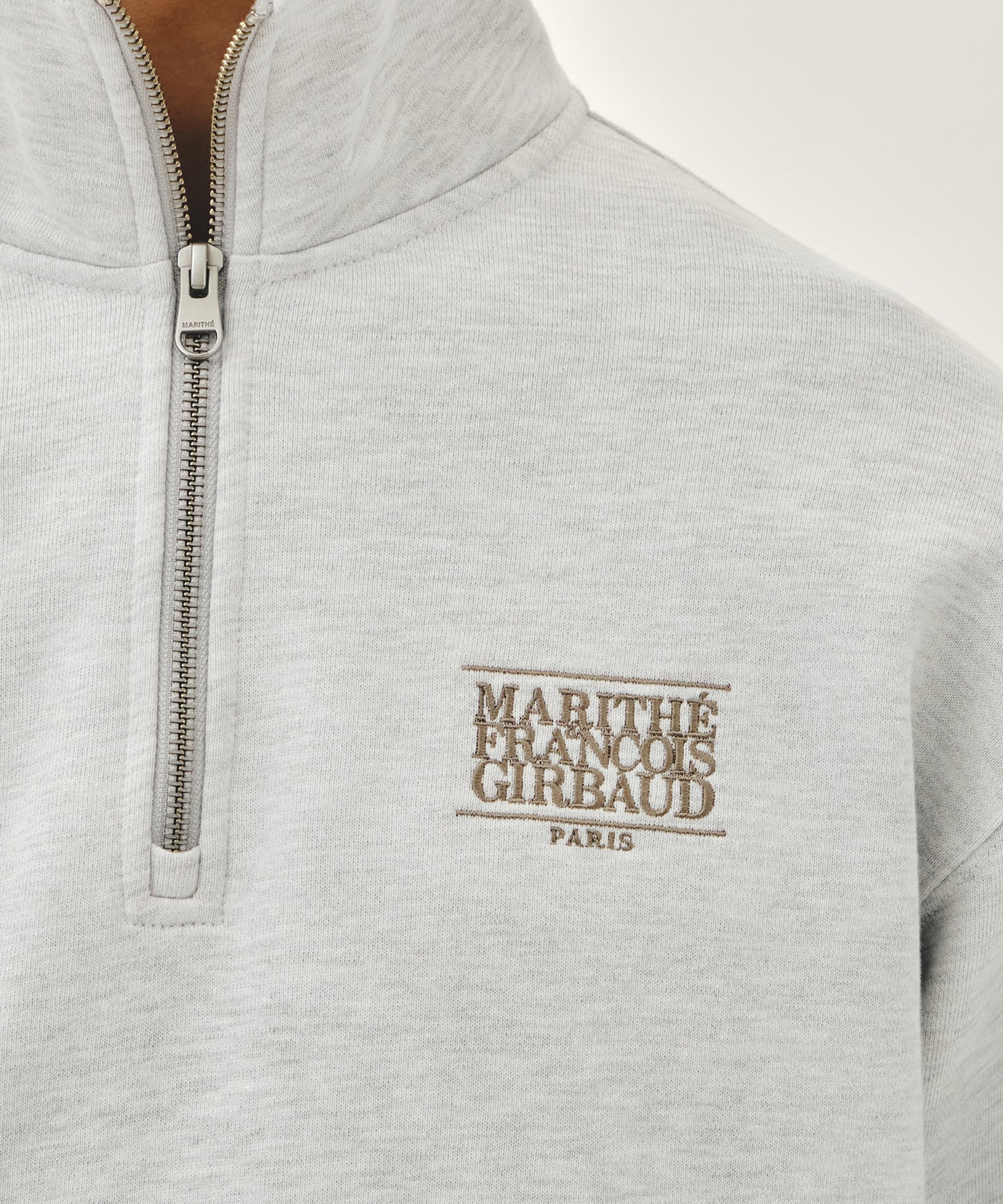 SMALL CLASSIC LOGO HALF ZIPUP SWEATSHIRT light heather gray