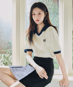 SMALL CLASSIC LOGO PK COLLAR POINT TEE ivory