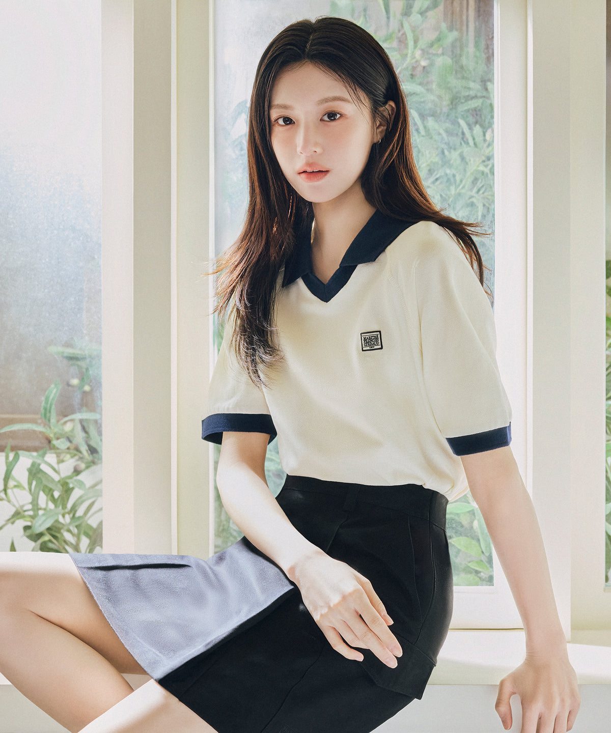 SMALL CLASSIC LOGO PK COLLAR POINT TEE ivory