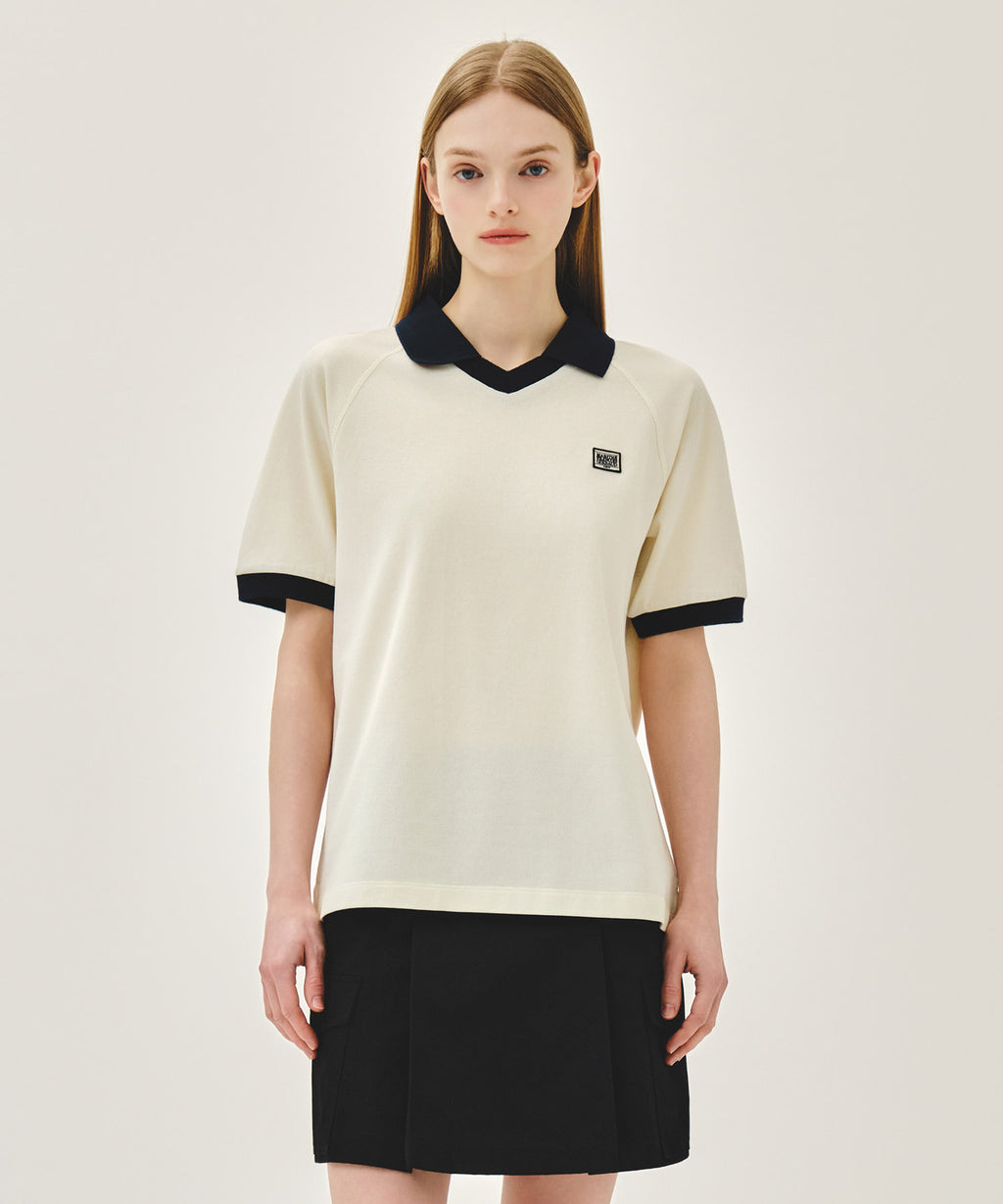 SMALL CLASSIC LOGO PK COLLAR POINT TEE ivory