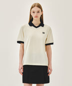 SMALL CLASSIC LOGO PK COLLAR POINT TEE ivory
