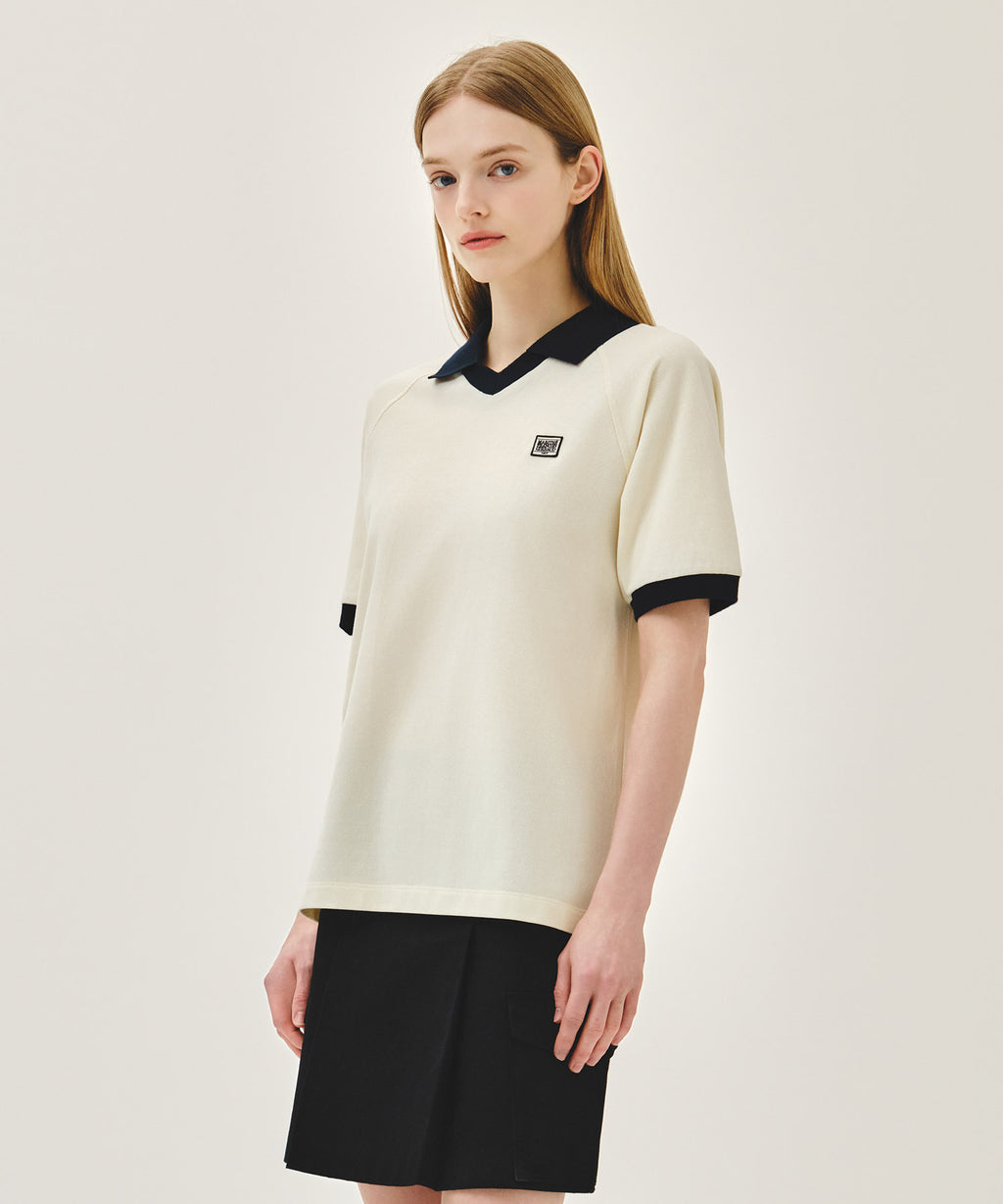 SMALL CLASSIC LOGO PK COLLAR POINT TEE ivory