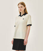 SMALL CLASSIC LOGO PK COLLAR POINT TEE ivory