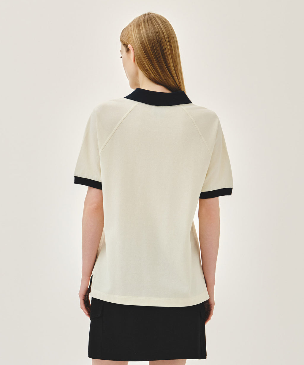 SMALL CLASSIC LOGO PK COLLAR POINT TEE ivory