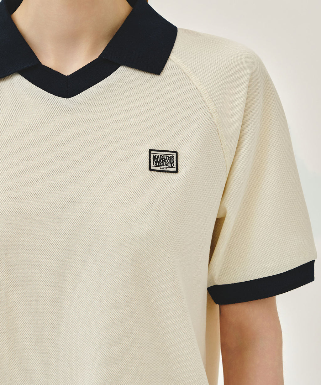 SMALL CLASSIC LOGO PK COLLAR POINT TEE ivory